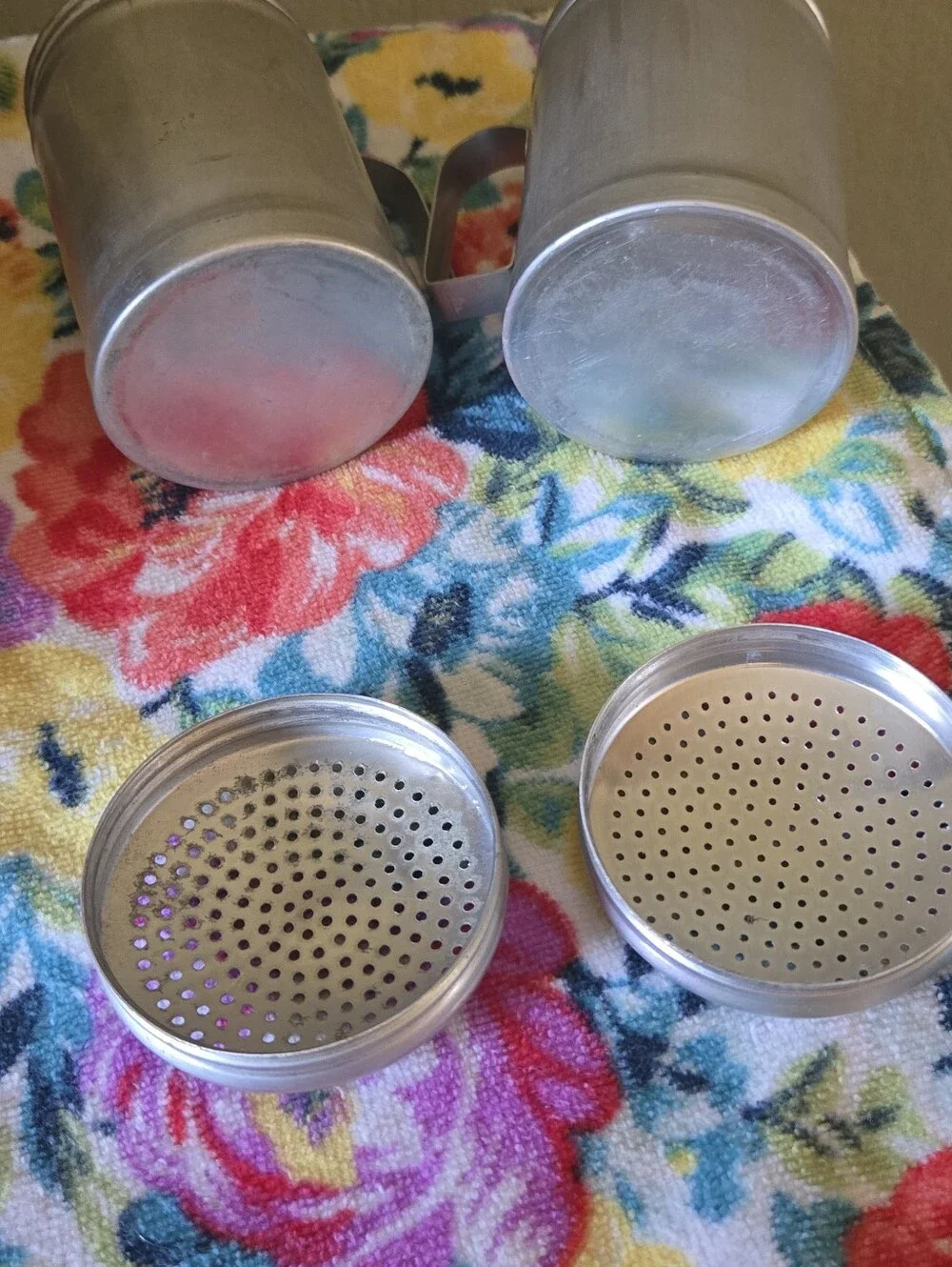 Vintage Aluminum Shaker Set with Handles - Kitchen Seasoning Dispensers